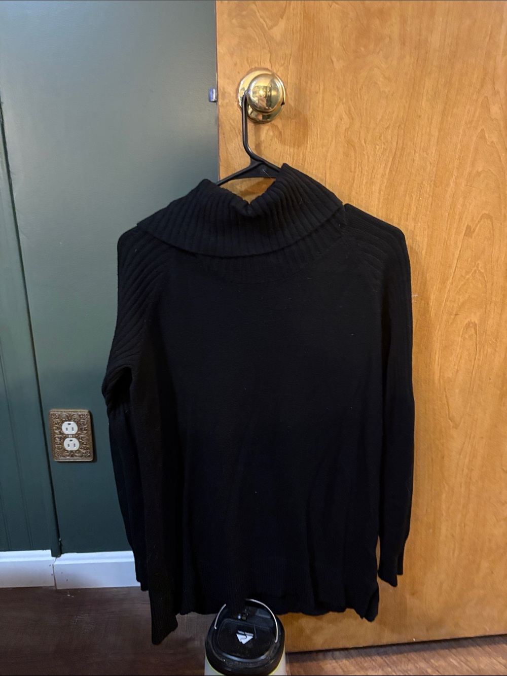Time and Tru Black Ribbed Cowl Neck Sweater